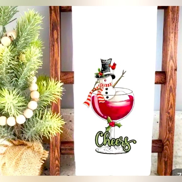 Wine Lover Snowman Kitchen Towel NWOT Great Gift! 18 X 20 inches - Picture 1 of 3